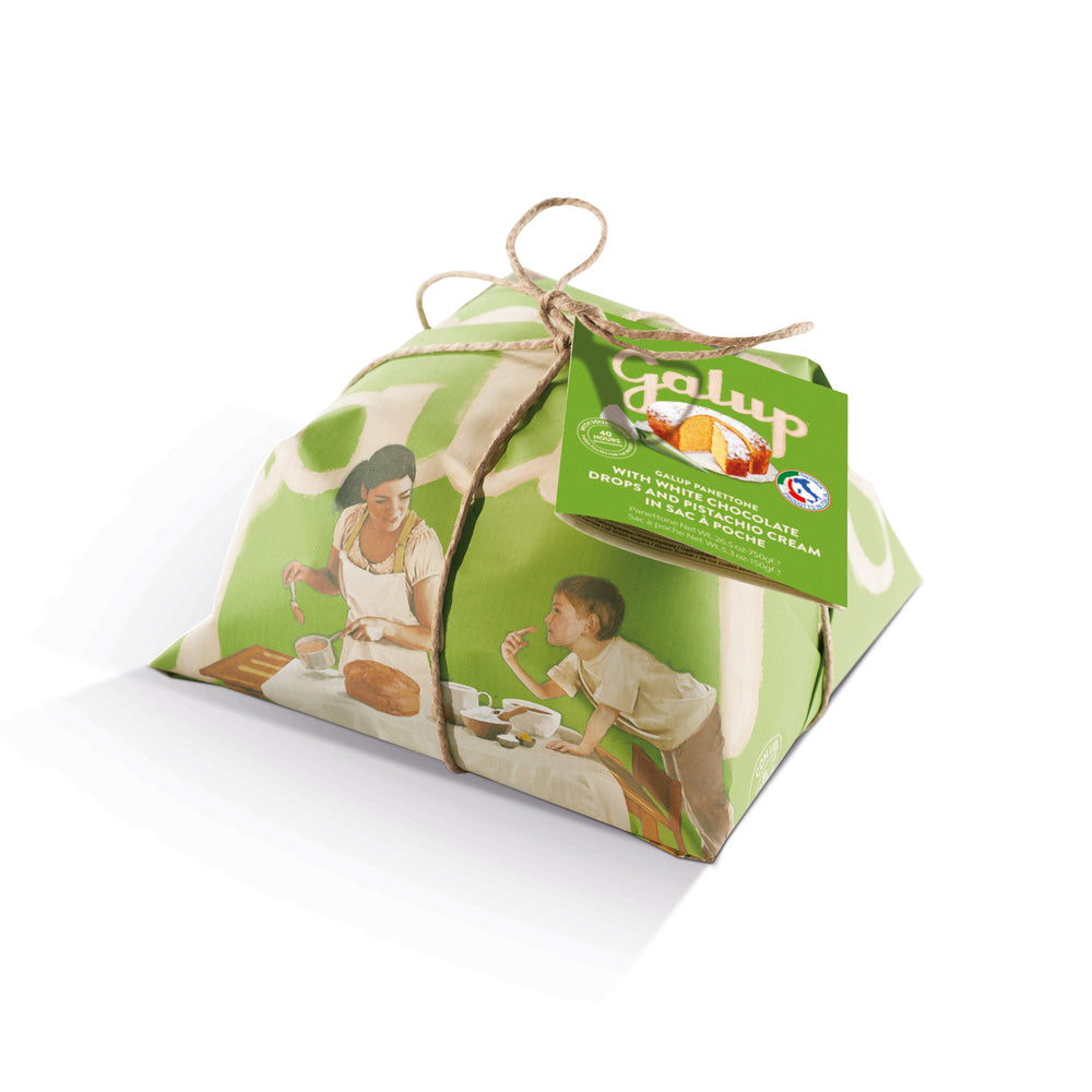 Galup Panettone White Chocolate and Pistachio Hand Wrapped
