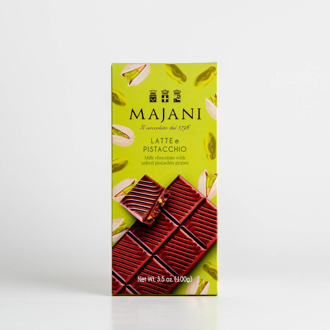 Majani Milk And Pistachio Grains Chocolate